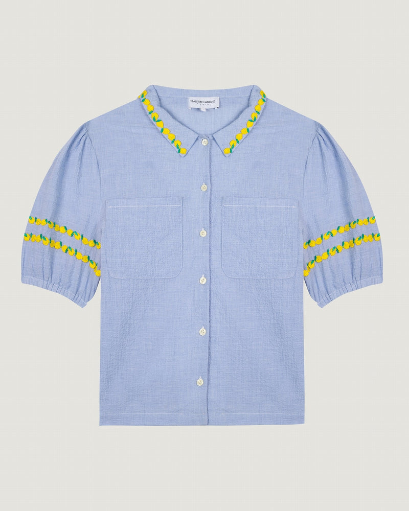 champmesle seersucker shirt 'lemon'#color_mini-seer-blue