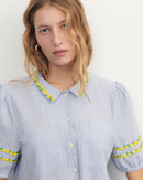 champmesle seersucker shirt 'lemon'#color_mini-seer-blue