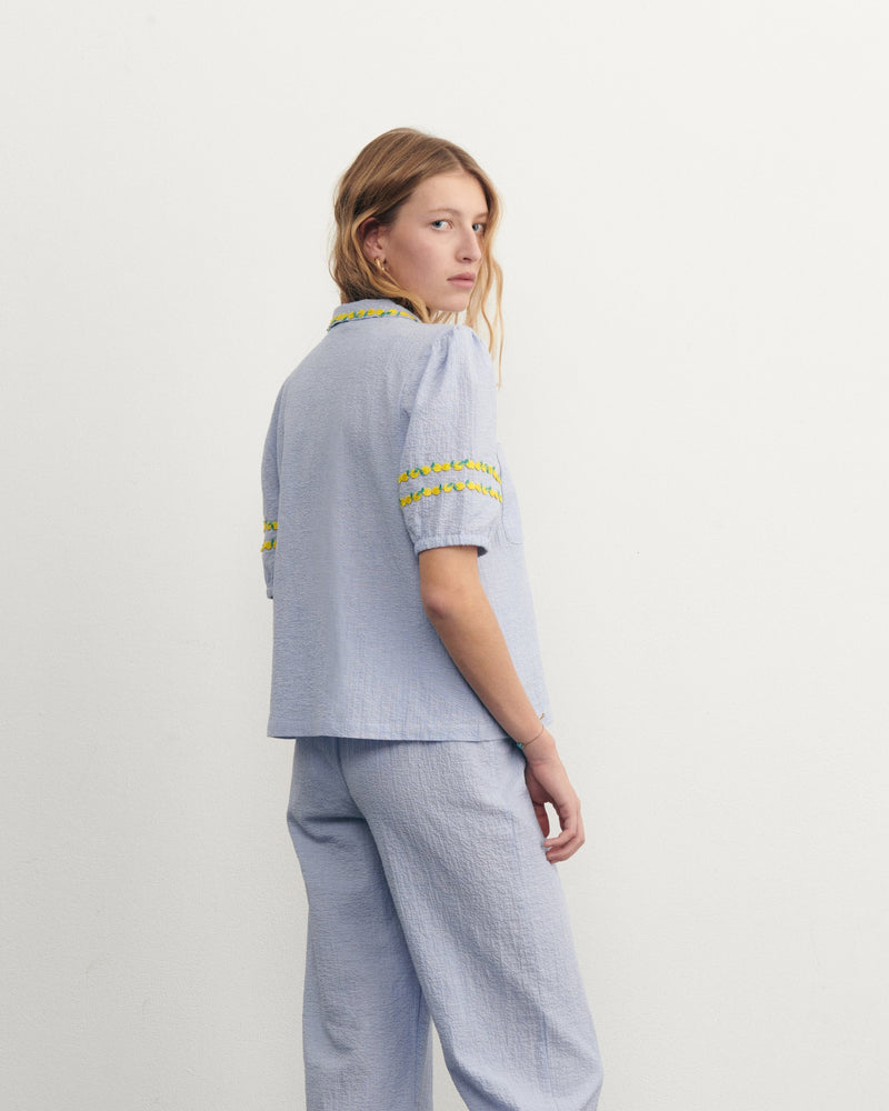 champmesle seersucker shirt 'lemon'#color_mini-seer-blue