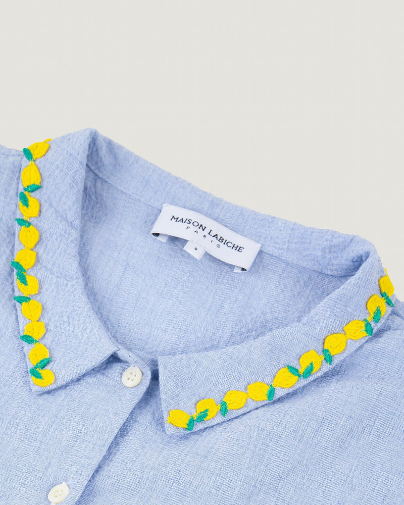 champmesle seersucker shirt 'lemon'#color_mini-seer-blue