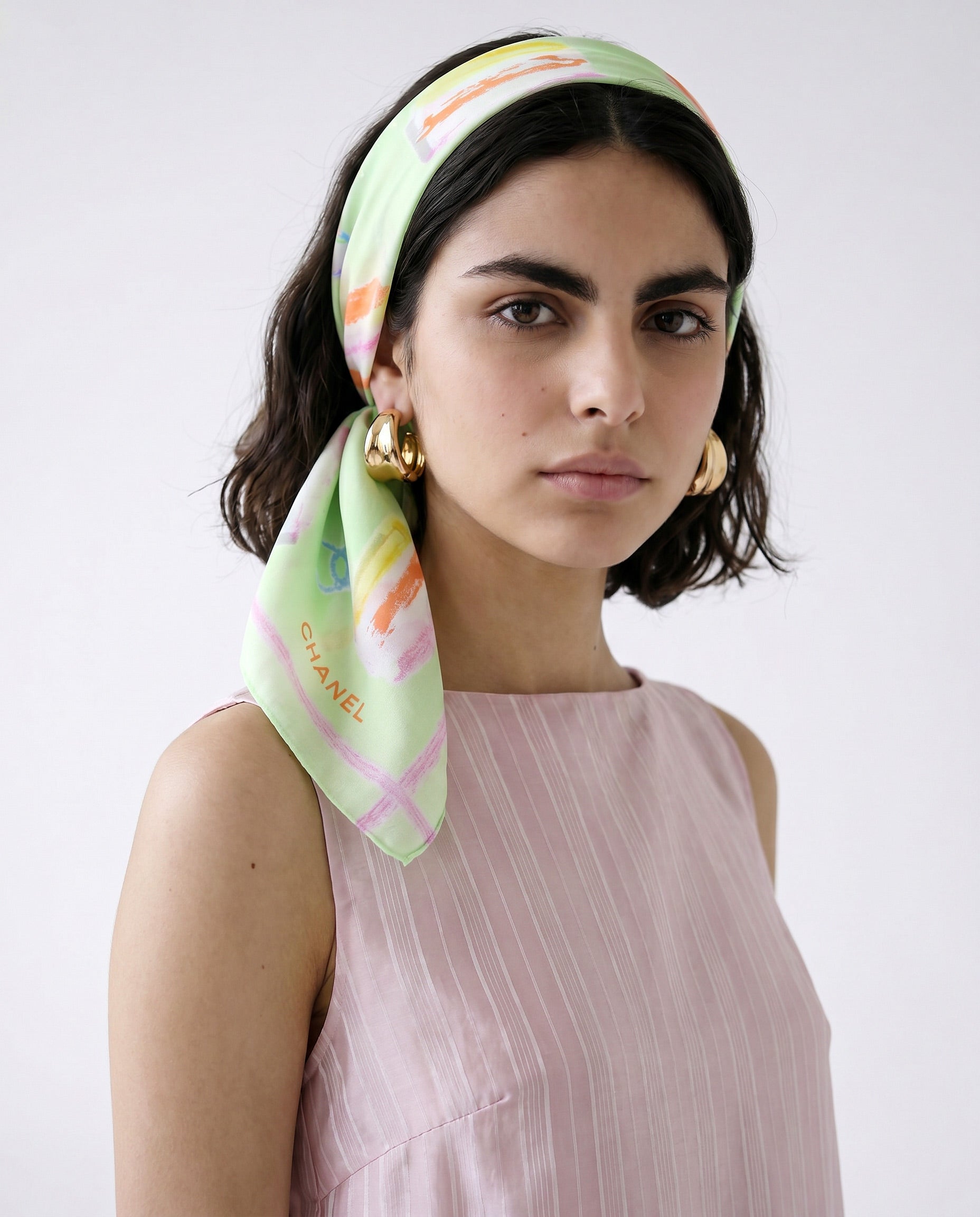 Foulard Chanel Coton Vert Pastel