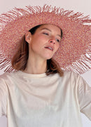 Aurora Straw Hat - Natural & Fuschia