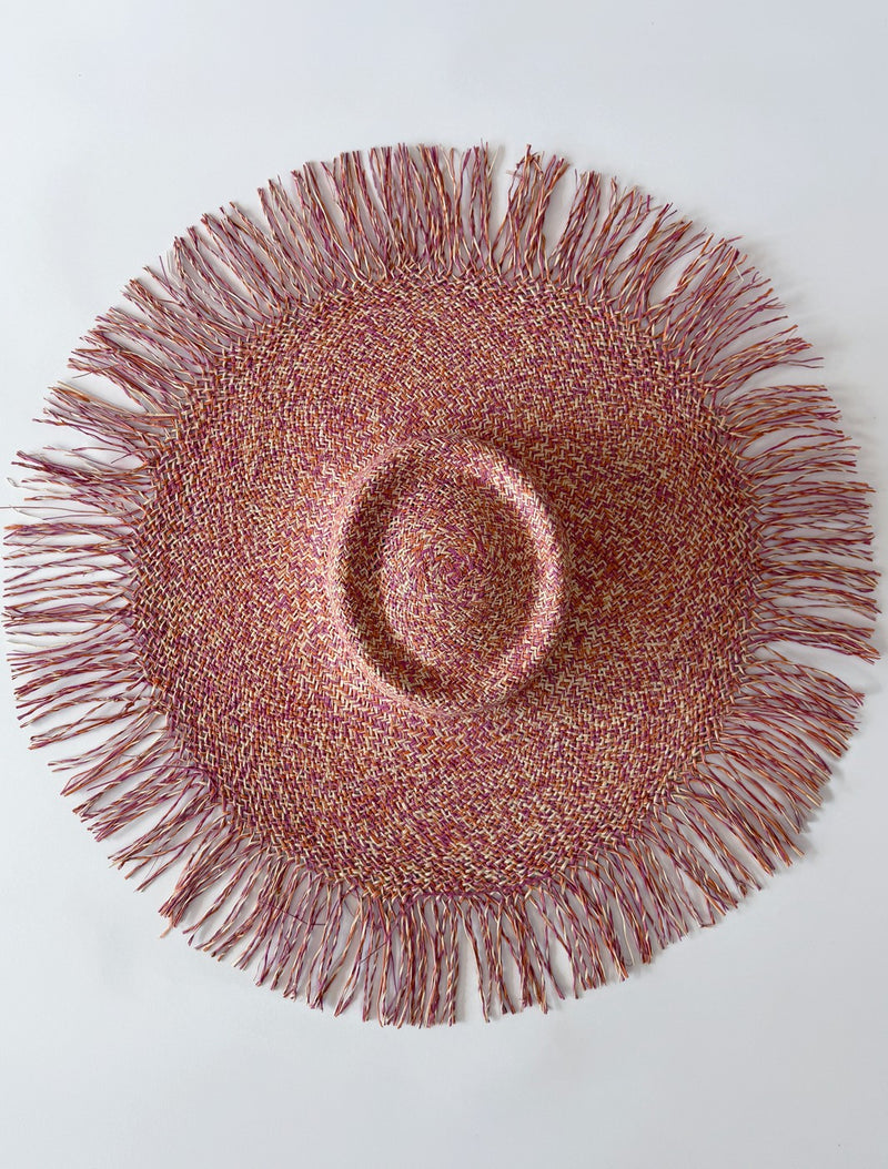 Aurora Straw Hat - Natural & Fuschia