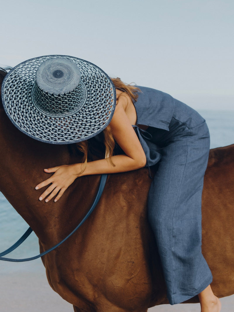 Carlota Straw Hat - Babyblue/Navyblue