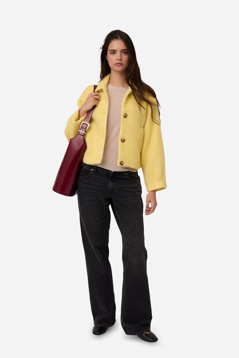 Veste En Alpaga Jaune