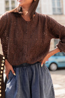 CHARLINE Chocolat - Gilet Ajouré