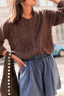 CHARLINE Chocolat - Gilet Ajouré