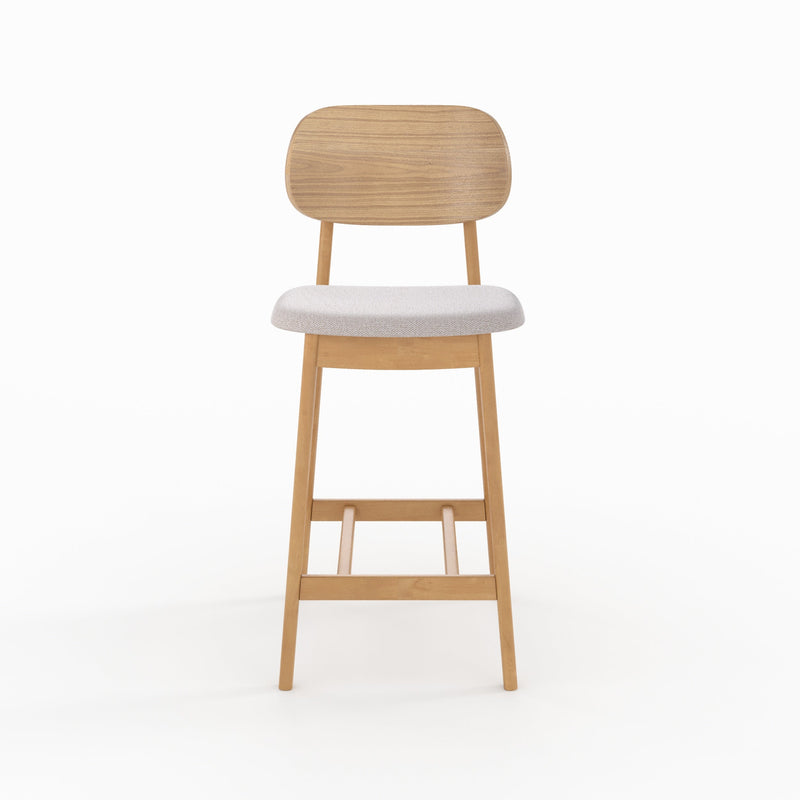 Chaise pour îlot central Charlize 66 cm en bois clair et tissu beige (lot de 2)