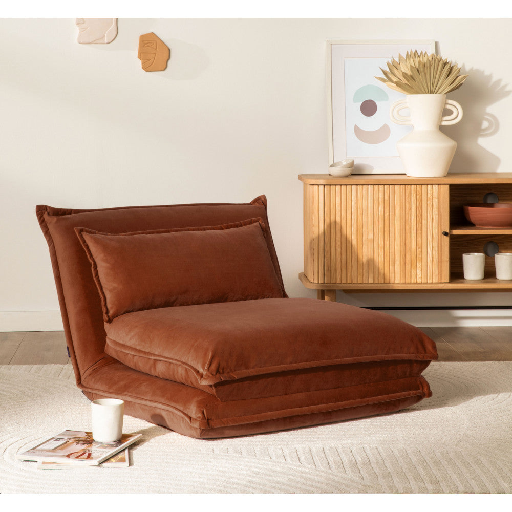 Nala - 1-Seater Sofa Bed - Velvet - Rust