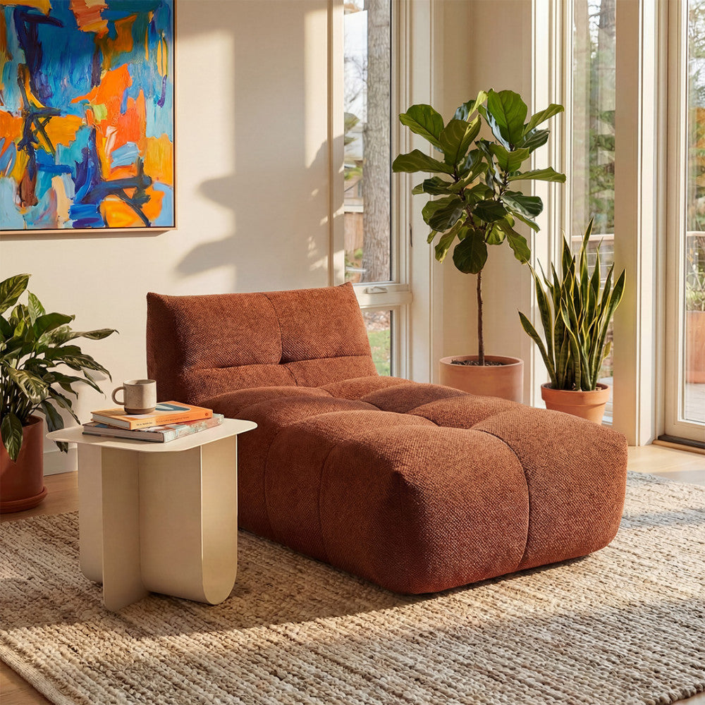 Alba - Compressed 1-Seater Lounge Chair - Fabric - Rust