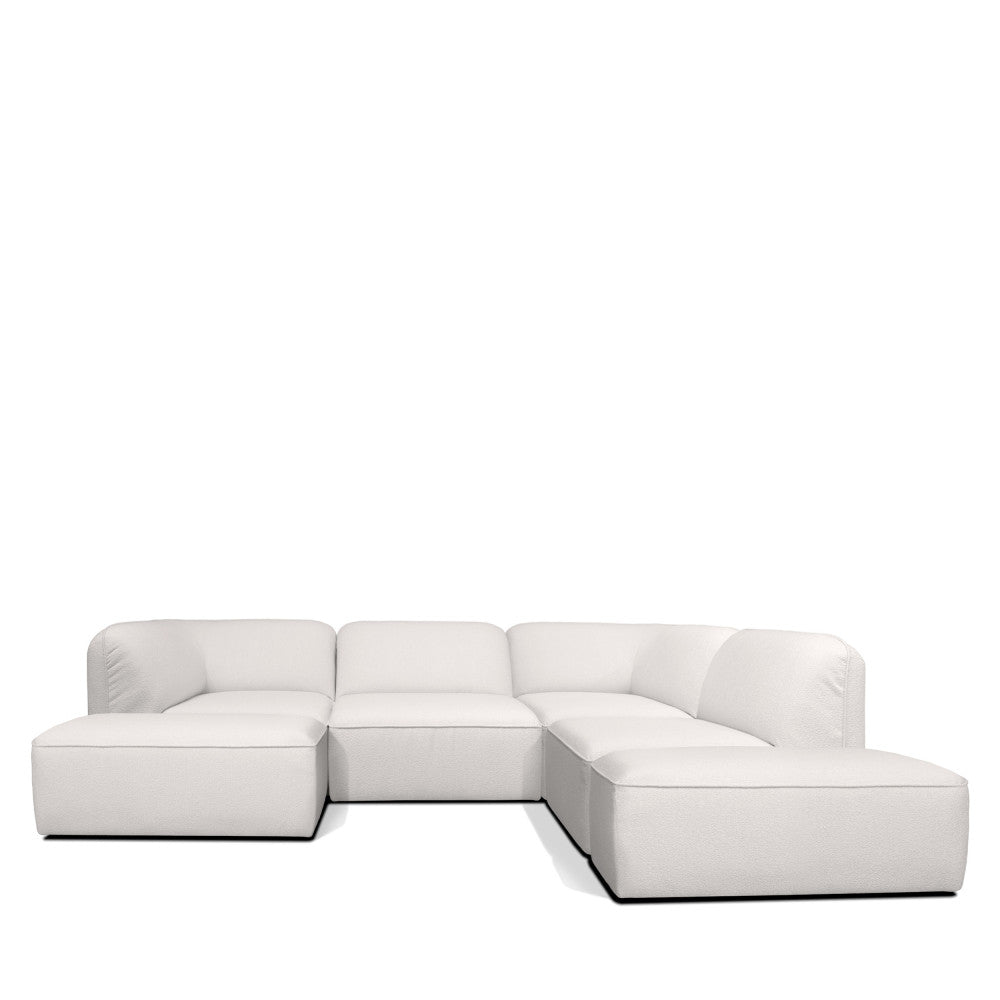 Noor - Módulo Sin Brazos Para Sofá Modular - Tela Bouclé - Crudo