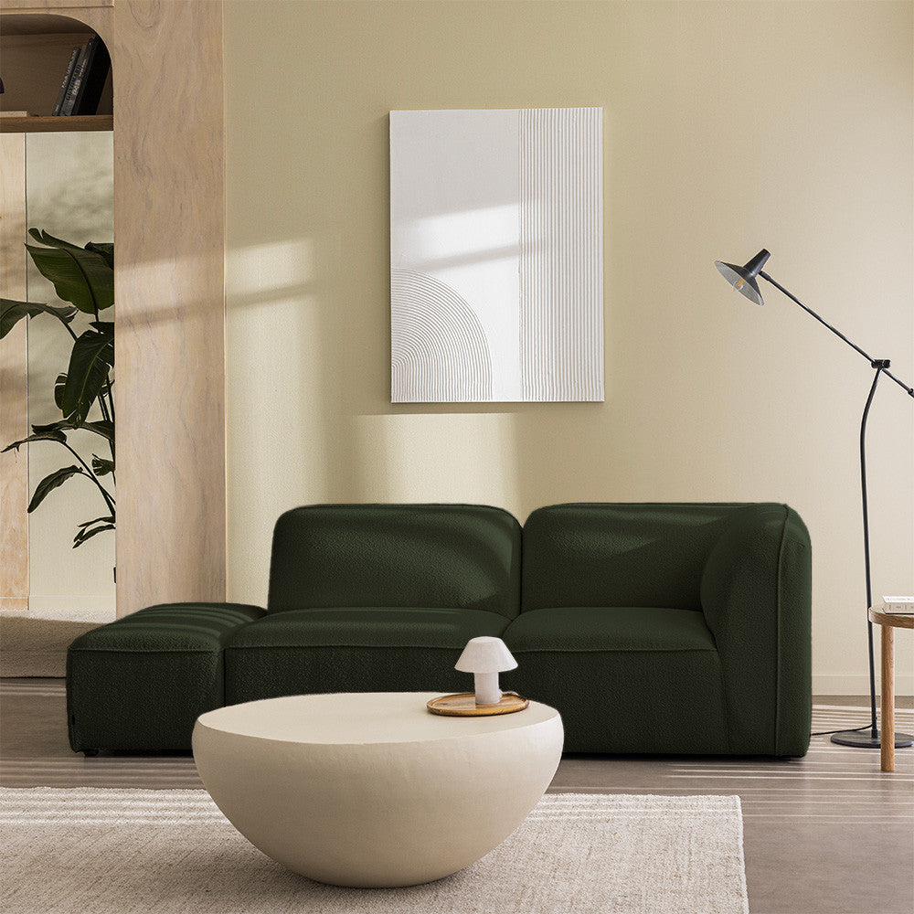 Noor - Armless Chair for Modular Sofa - Bouclé Fabric - Khaki Green