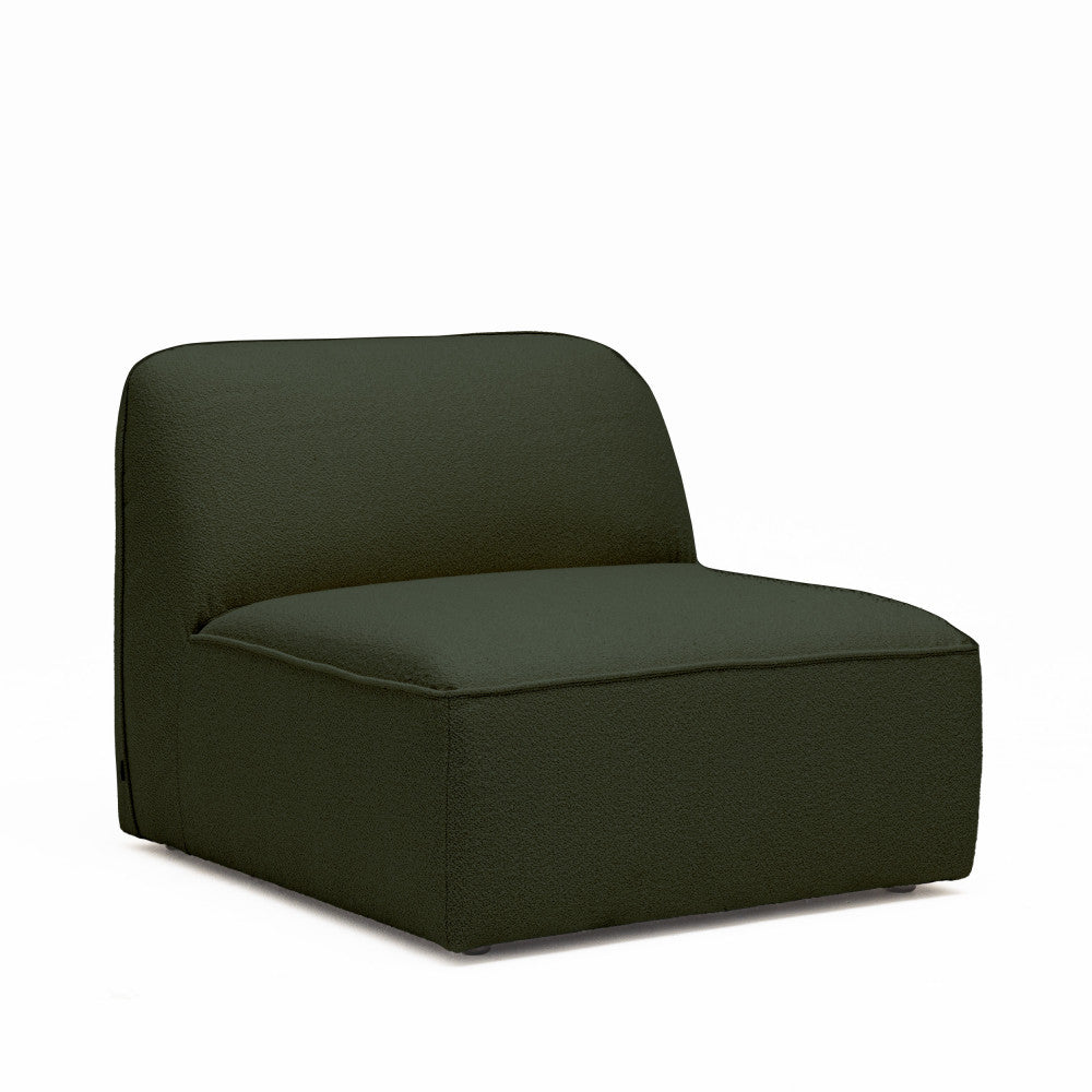 Noor - Armless Chair for Modular Sofa - Bouclé Fabric - Khaki Green