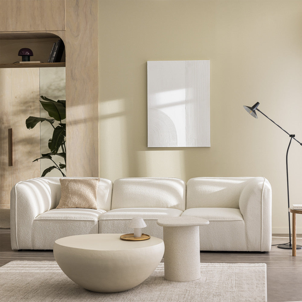 Noor - Módulo Sin Brazos Para Sofá Modular - Tela Bouclé - Crudo