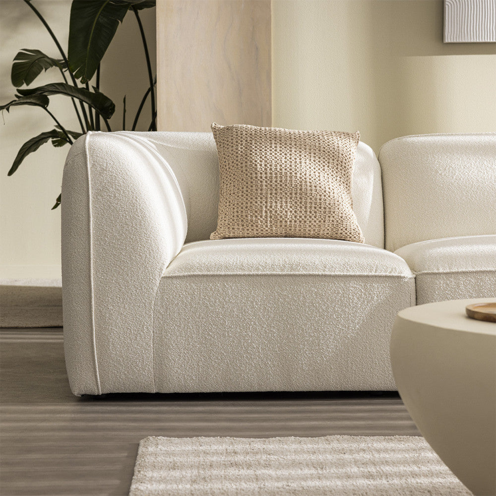 Noor - Armless Chair for Modular Sofa - Bouclé Fabric - Ivory White