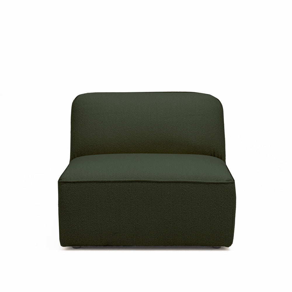Noor - Armless Chair for Modular Sofa - Bouclé Fabric - Khaki Green