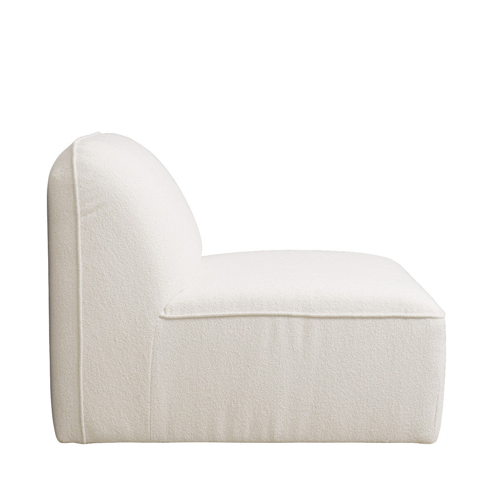 Noor - Armless Chair for Modular Sofa - Bouclé Fabric - Ivory White