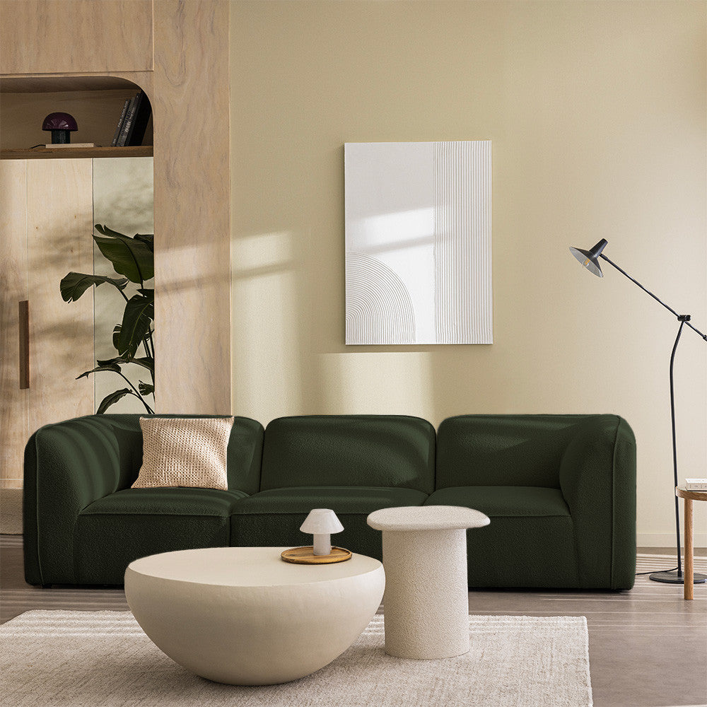 Noor - Armless Chair for Modular Sofa - Bouclé Fabric - Khaki Green