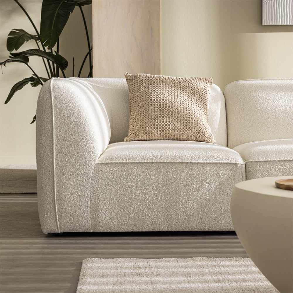Noor - Módulo Sin Brazos Para Sofá Modular - Tela Bouclé - Crudo