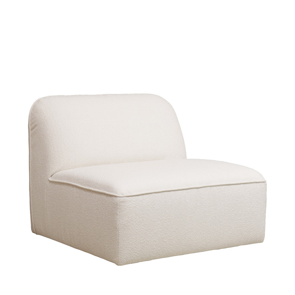 Noor - Armless Chair for Modular Sofa - Bouclé Fabric - Ivory White