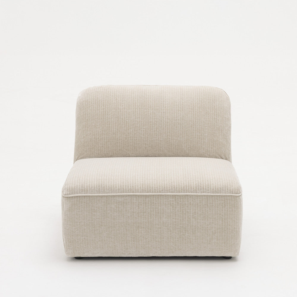 Noor - Armless Chair for Modular Sofa - Corduroy - Ecru