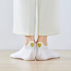 Chaussettes blanche en coton à languette cœur doré pour femme 