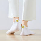 Chaussettes blanche en coton à languette cœur doré pour femme 