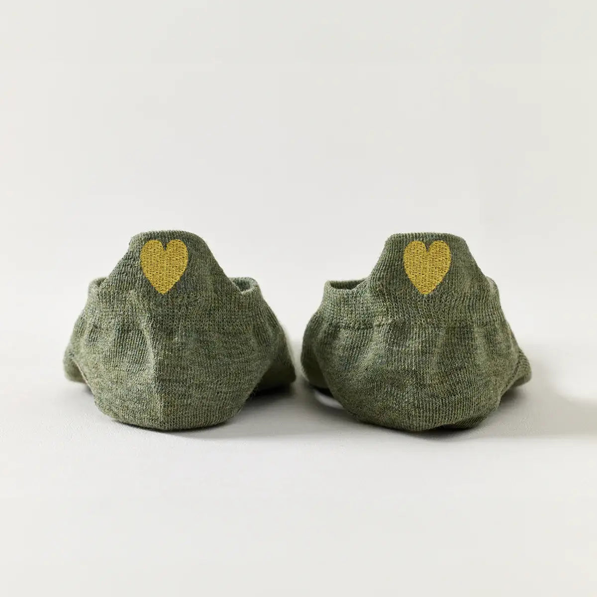 Chaussettes vert en coton à languette cœur doré pour femme 