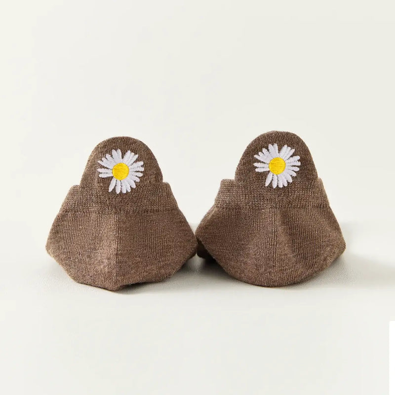 Chaussettes marron en coton à languette fleur pour femme | Chaussettes douces et respirantes | Fabriquées à partir de matériaux de haute qualité | Un cadeau parfait pour les femmes de tous âges
