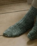 chaussette homme chinée kaki Angarde close up