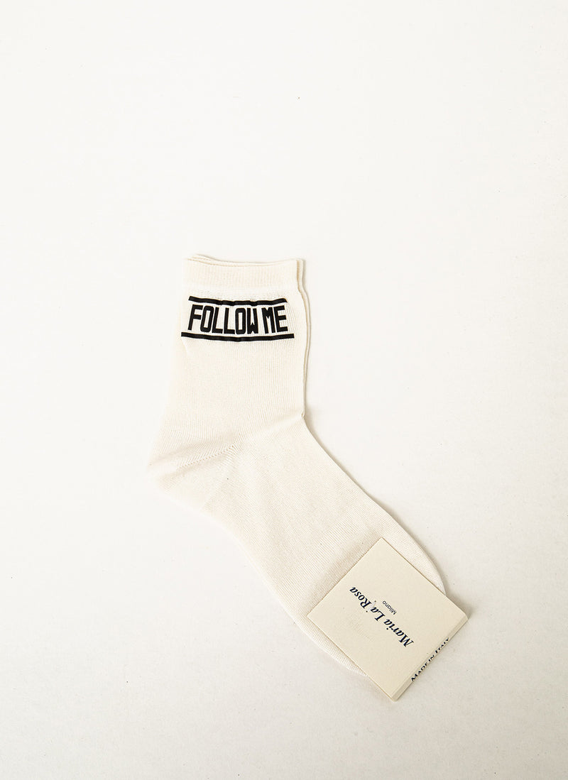 Maria La Rosa - Chaussettes Follow Me - White - Black Writing - Femme