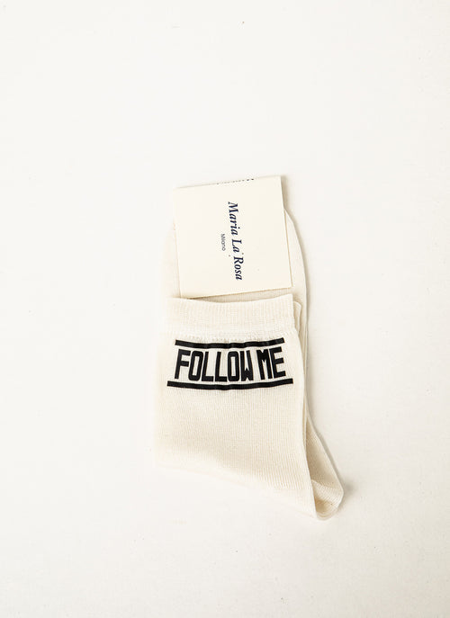 Maria La Rosa - Chaussettes Follow Me - White - Black Writing - Femme