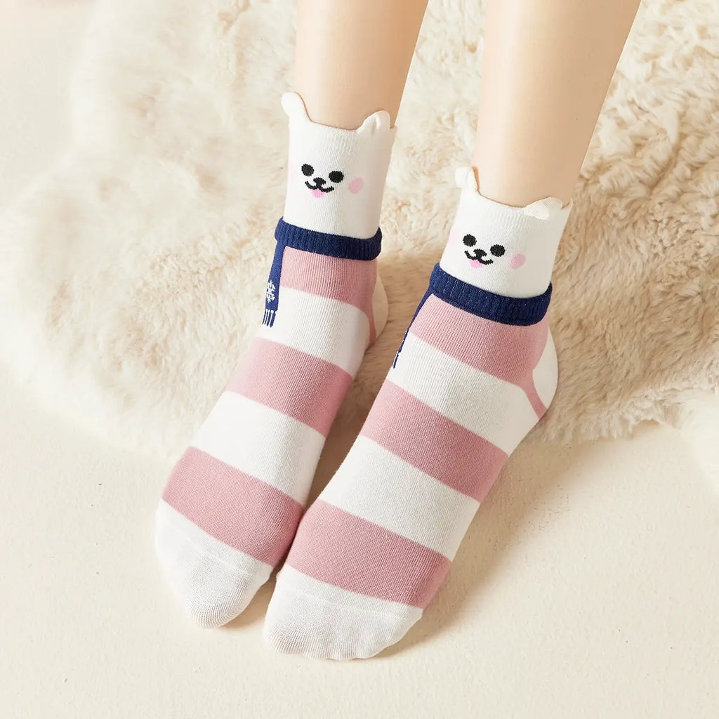 Lot De 5 Chaussettes Hautes Animaux Écharpe