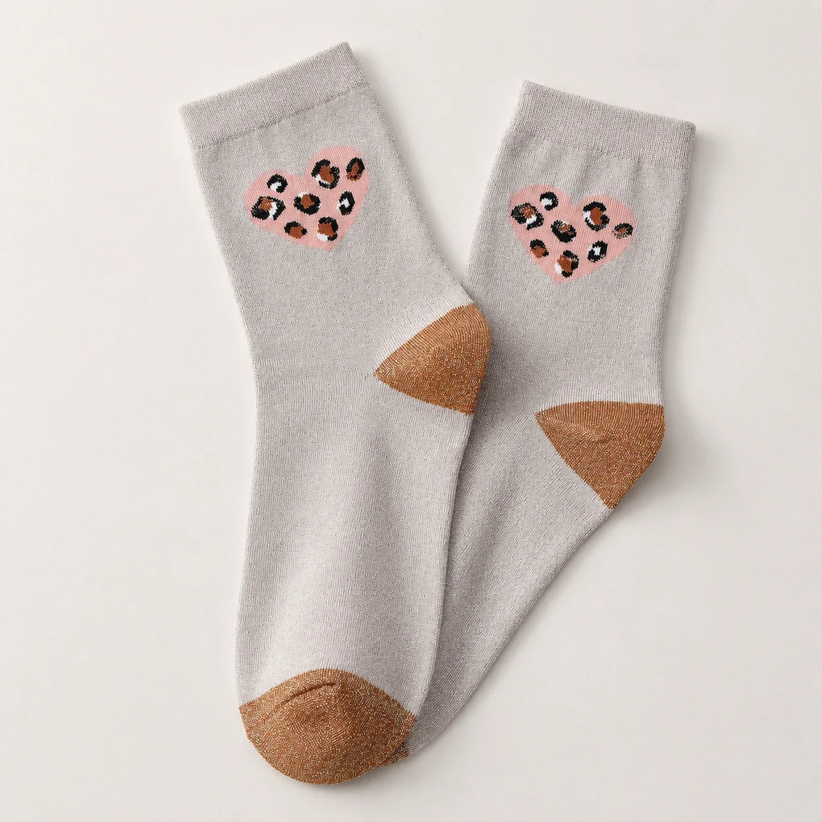 Chaussettes Hautes Coeur Léopard