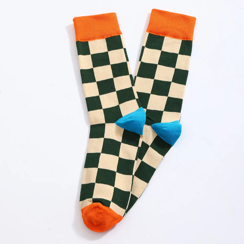 Chaussettes hautes motif damier pour homme