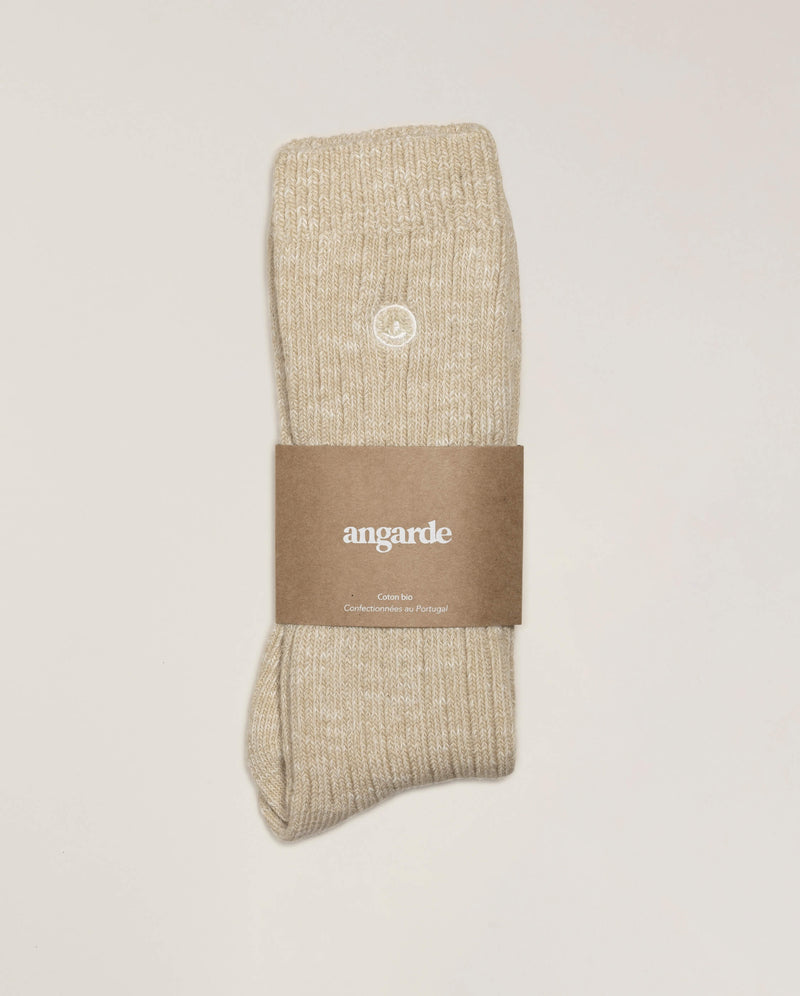 chaussette homme chinée beige clair Angarde packshot cavalier