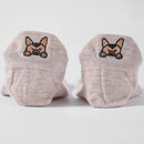 Chaussettes basses motif chien ou chat brodé sur la languette. Disponible en 4 coloris : blanc, beige, gris, noir.