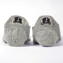 Chaussettes basses motif chien ou chat brodé sur la languette. Disponible en 4 coloris : blanc, beige, gris, noir.