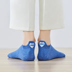 Chaussettes bleu en coton à languette cœur love pour femme 