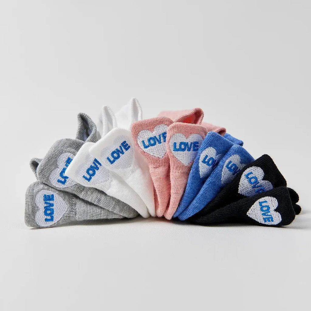 Chaussettes en coton à languette cœur love pour femme 