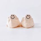 Chaussettes beige en coton à languette sourire à motif smiley pour femme 