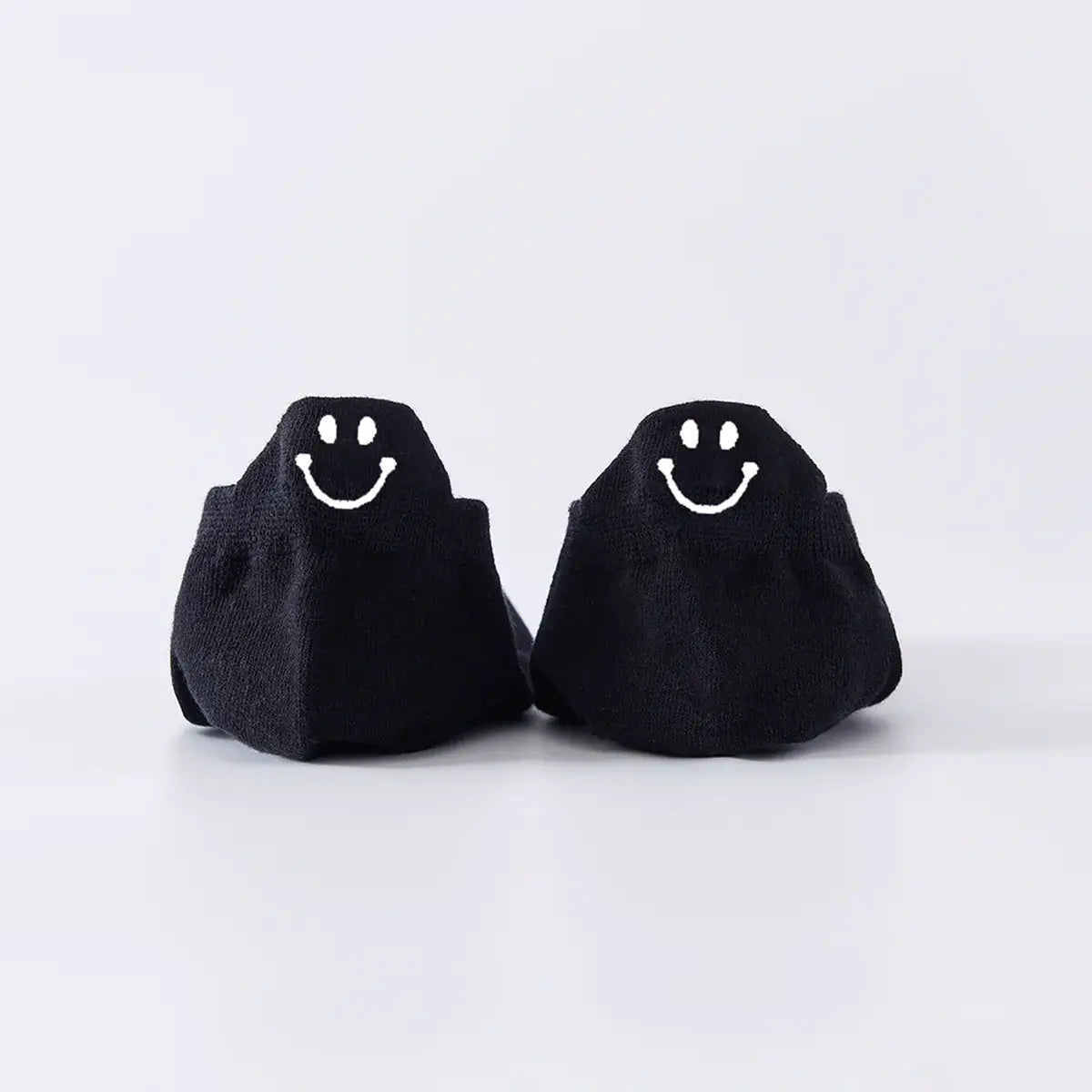 Chaussettes noir en coton à languette sourire à motif smiley pour femme 