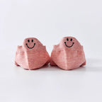 Chaussettes rose en coton à languette sourire à motif smiley pour femme 