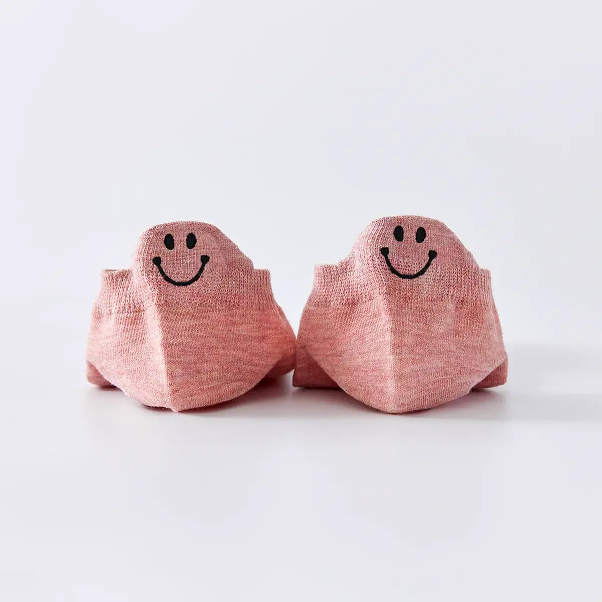 Chaussettes rose en coton à languette sourire à motif smiley pour femme 