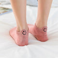 Chaussettes en coton à languette sourire à motif smiley pour femme 
