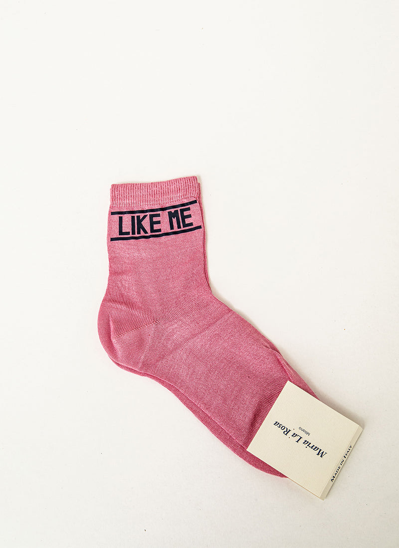 Maria La Rosa - Chaussettes Like Me - Cerise - Navy Writing - Femme