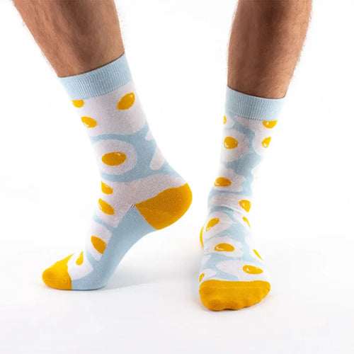 Chaussettes longues en coton motif oeuf pour adultes | Chaussettes douces et confortables | Fabriquées à partir de matériaux de haute qualité | Un cadeau parfait pour les hommes et les femmes de tous âges