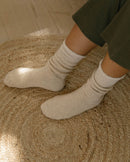 chausson chaussette femme beige clair Angarde porté