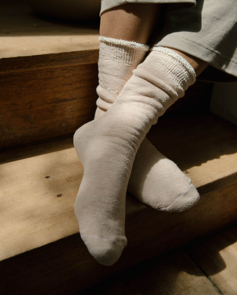 chausson chaussette femme rose Angarde porté croisé