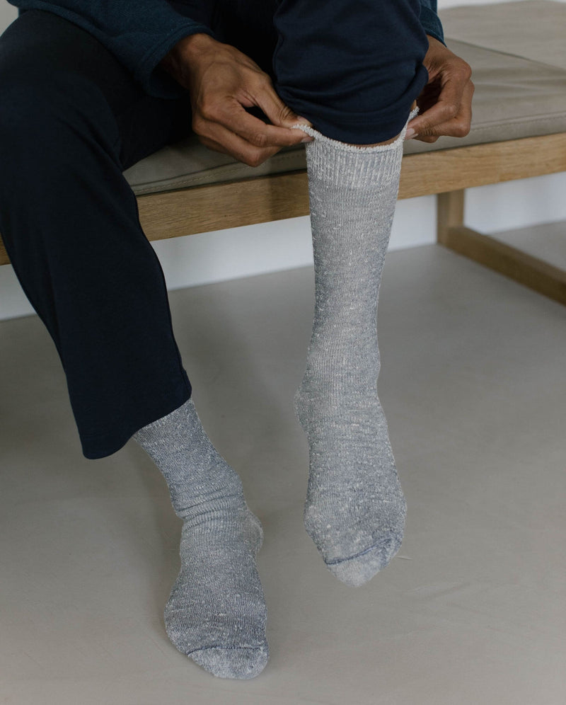 dark gray men's sock slipper Angarde worn from the front